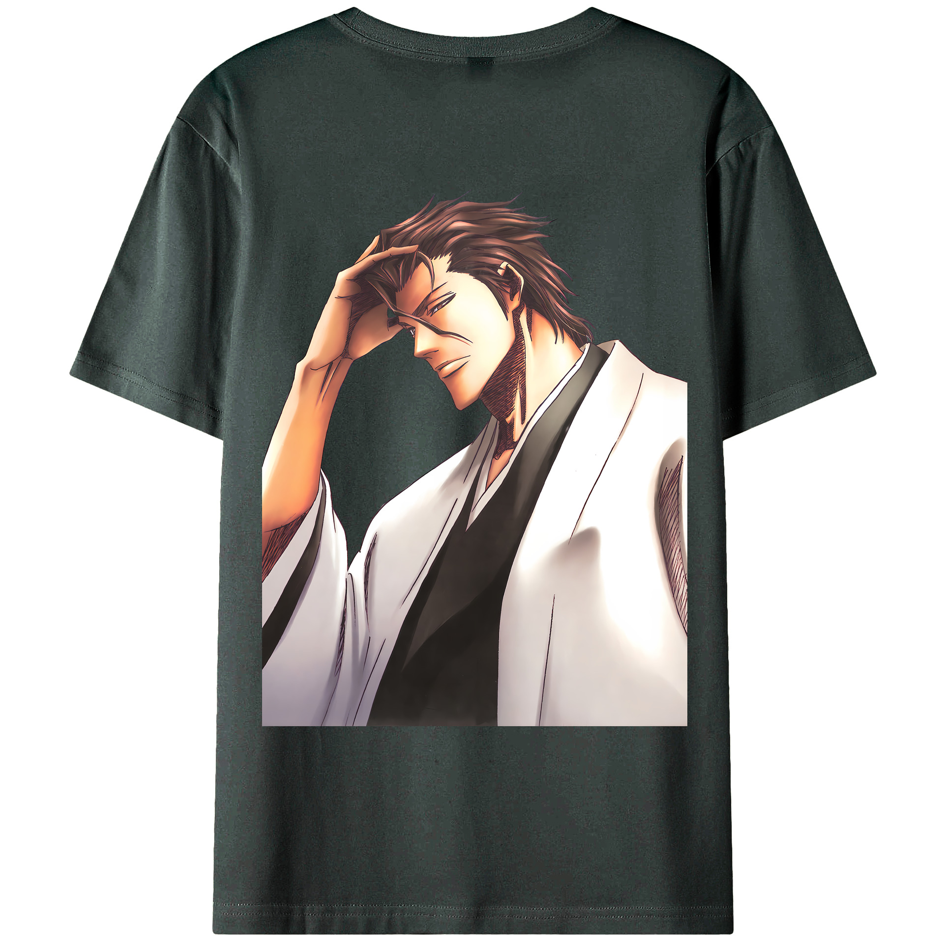 （画像用） ブリーチ 藍染 惣右介（あいぜん そうすけ） BLEACH Aizen Sousuke 綿100％ メンズ半袖Tシャツ（バックプリント） 通気性